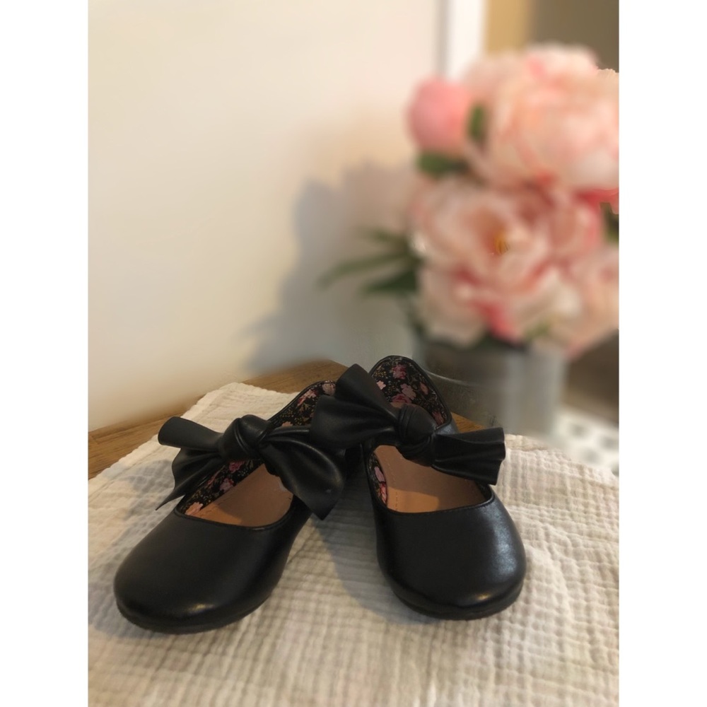 Black Bow Toddler Flats